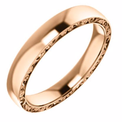 51577:310:P 14kt Rose 4mm Sculptural-Style Relief Pattern Band Size 10