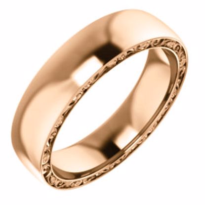 51577:8105:P Platinum 6mm Sculptural-Style Relief Pattern Band Size 10.5