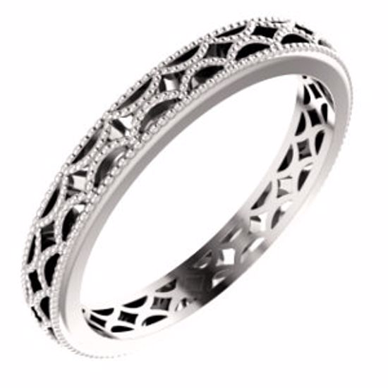 51580:139:P 14kt White 3mm Crescent Milgrain Design