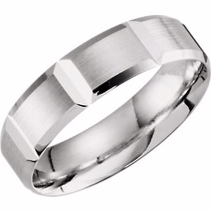 51286:302:P 14kt White 6mm Lightweight Grooved Beveled Band Size 10