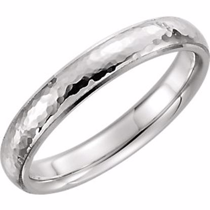 51534:196:P Platinum 4mm Half Round Edge Comfort Fit Hammer Finish Band Size 8