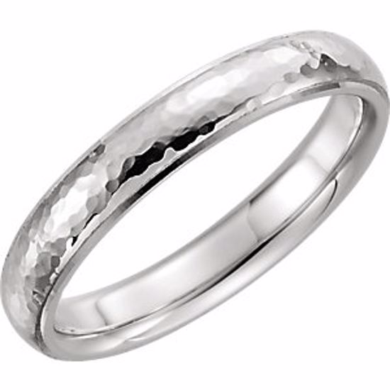 51534:198:P Platinum 4mm Half Round Edge Comfort Fit Hammer Finish Band Size 9