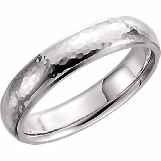 51534:225:P Platinum 6mm Half Round Edge Comfort Fit Hammer Finish Band Size 7.5