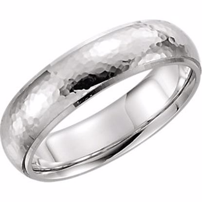 51534:234:P Platinum 6mm Half Round Edge Comfort Fit Hammer Finish Band Size 12