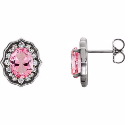 86338:603:P Platinum Baby Pink Topaz and 1/3 CTW Diamond Earrings with Backs