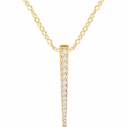 652217:60000:P 14kt Yellow 1/4 CTW Diamond Graduated 16-18" Bar Necklace