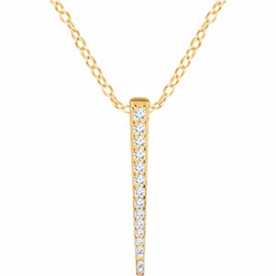 652217:60000:P 14kt Yellow 1/4 CTW Diamond Graduated 16-18" Bar Necklace