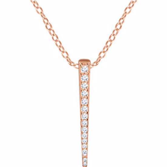 652217:60002:P 14kt Rose 1/4 CTW Diamond Graduated Bar 16-18" Necklace