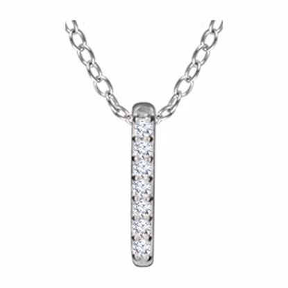 652218:60002:P 14kt White .05 CTW Diamond 16-18" Bar Necklace