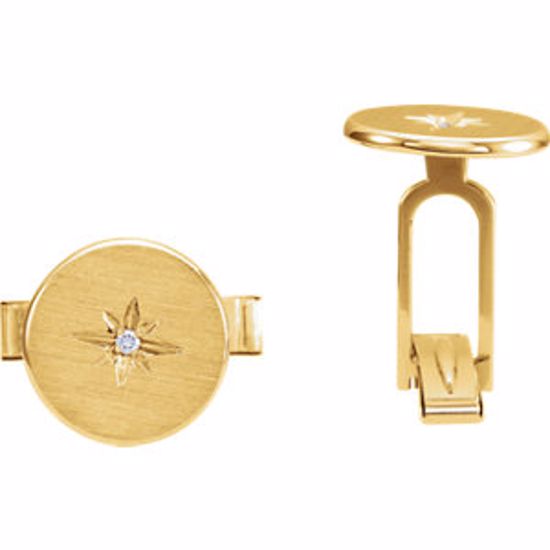 86427:106:P 14kt Yellow .03 CTW Diamond Starburst Men's Cuff Links