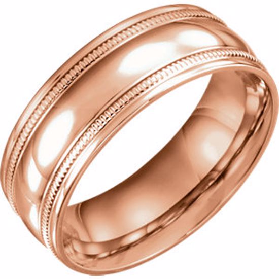 51601:713:P 14kt Rose 8mm Coin Edge Design Band Size 13