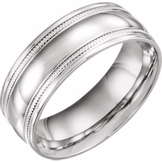 51601:809:P Platinum 8mm Coin Edge Design Band Size 9