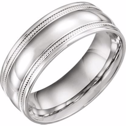 51601:8125:P Platinum 8mm Coin Edge Design Band Size 12.5