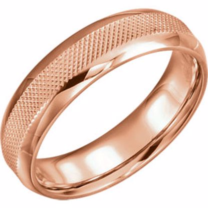 51622:713:P 14kt Rose 6mm Knurl Design Band Size 13