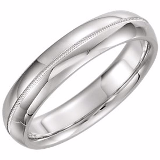51539:279:P Platinum 5mm Comfort Fit Milgrain Band Size 5.5