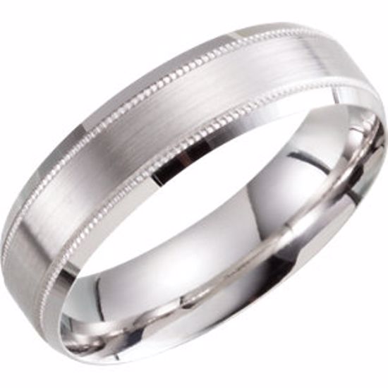 51287:221:P 14kt White 6mm Lightweight Beveled Band Size 10.5