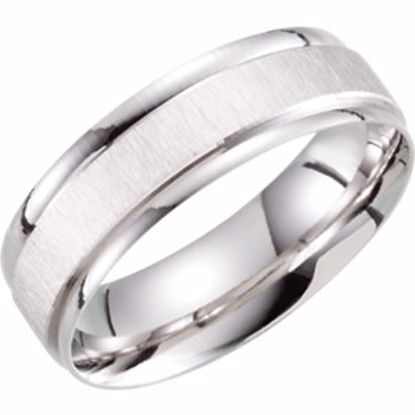 51283:117:P 14kt White 6mm Lightweight Patterned Band Size 7.5