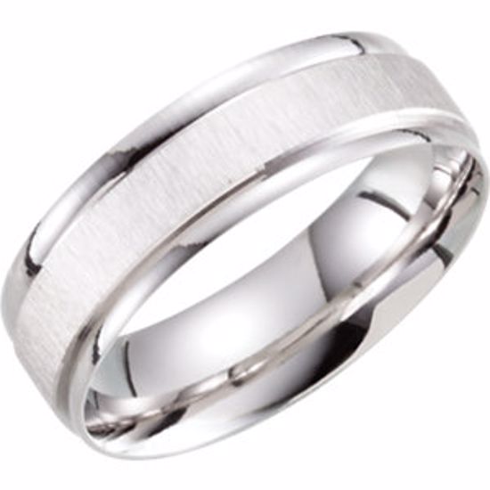 51283:117:P 14kt White 6mm Lightweight Patterned Band Size 7.5