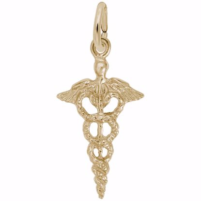 Picture of Caduceus Charm Pendant - 14K Gold