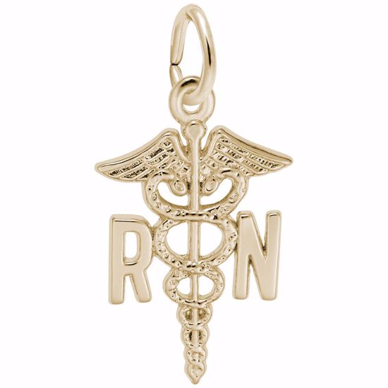 Picture of Rn Caduceus Charm Pendant - 14K Gold