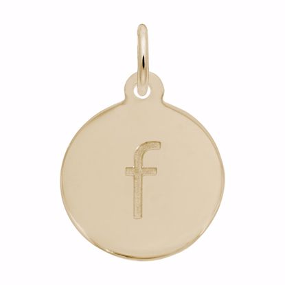 Picture of Petite Initial Disc - Lower Case Block F Charm Pendant - 14K Gold