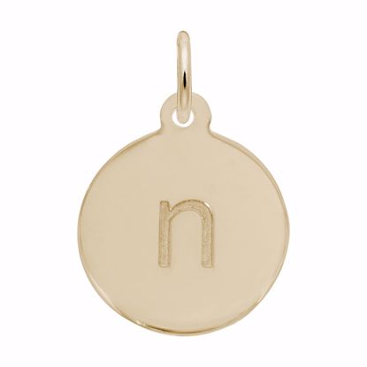 Picture of Petite Initial Disc - Lower Case Block N Charm Pendant - 14K Gold