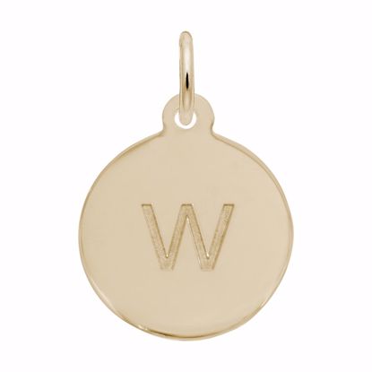 Picture of Petite Initial Disc - Lower Case Block W Charm Pendant - 14K Gold