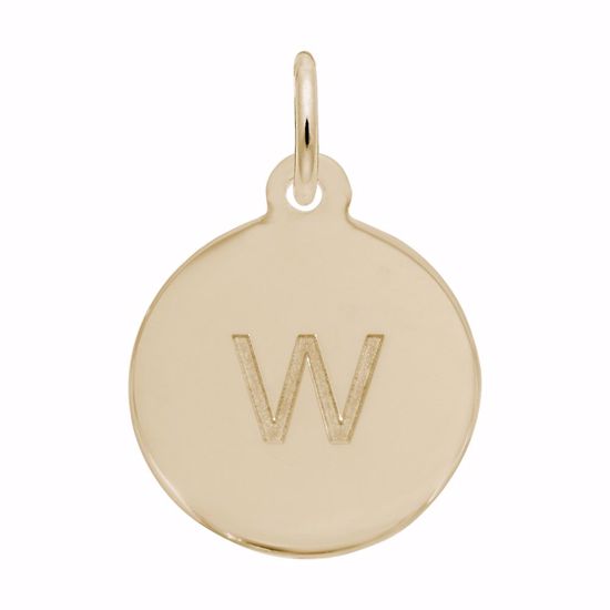 Picture of Petite Initial Disc - Lower Case Block W Charm Pendant - 14K Gold