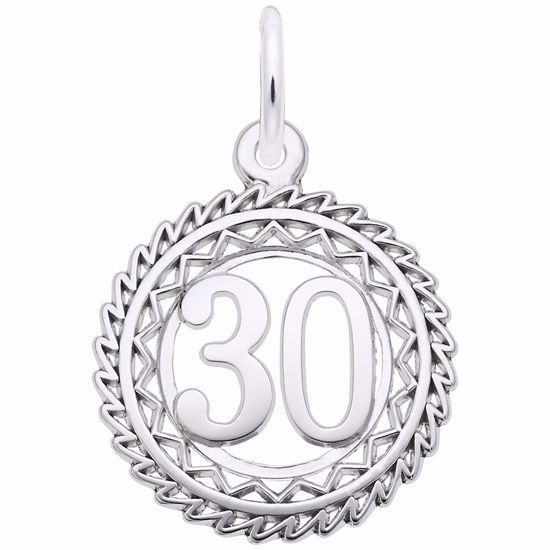 Picture of Number 30 Charm Pendant - Sterling Silver