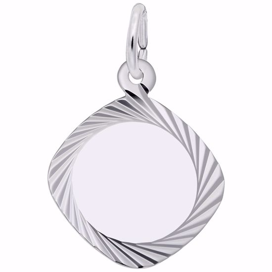 Picture of Square Disc Charm Pendant - Sterling Silver