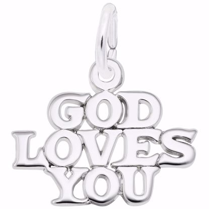 Picture of God Loves You Charm Pendant - Sterling Silver