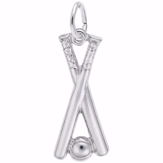 Picture of Ball & Bat Charm Pendant - Sterling Silver