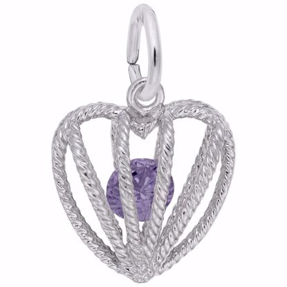 Picture of 02 Heart Birthstone Feb Charm Pendant - Sterling Silver