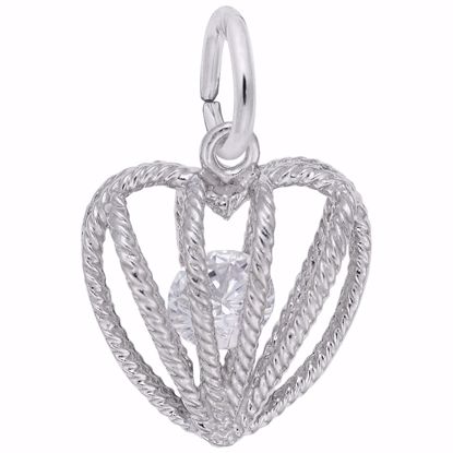 Picture of 04 Heart Birthstone Apr Charm Pendant - Sterling Silver
