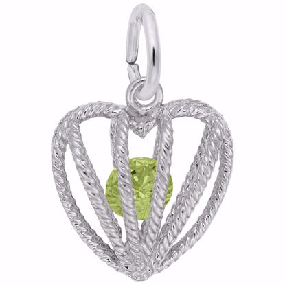Picture of 08 Heart Birthstone Aug Charm Pendant - Sterling Silver