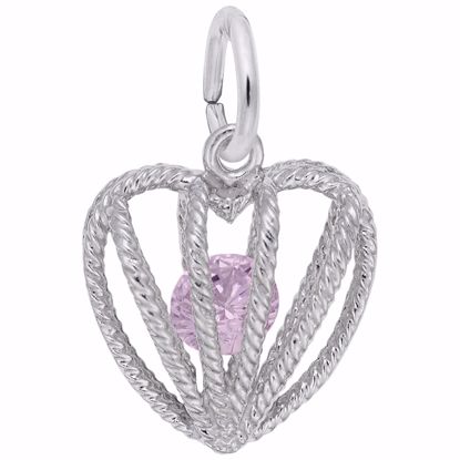 Picture of 10 Heart Birthstone Oct Charm Pendant - Sterling Silver
