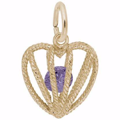 Picture of 02 Heart Birthstone Feb Charm Pendant - 14K Gold