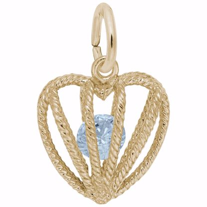 Picture of 03 Heart Birthstone Mar Charm Pendant - 14K Gold