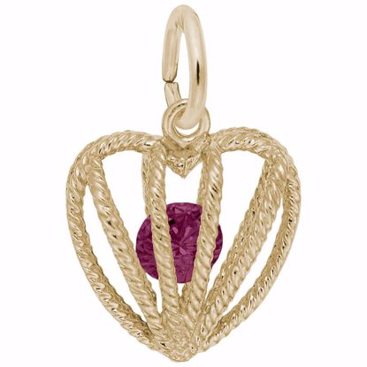 Picture of 07 Heart Birthstone Jul Charm Pendant - 14K Gold