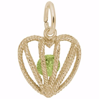 Picture of 08 Heart Birthstone Aug Charm Pendant - 14K Gold