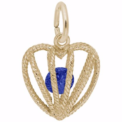 Picture of 09 Heart Birthstone Sep Charm Pendant - 14K Gold