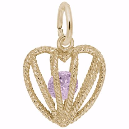 Picture of 10 Heart Birthstone Oct Charm Pendant - 14K Gold