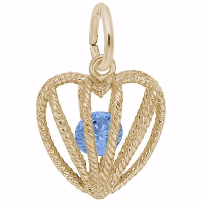 Picture of 12 Heart Birthstone Dec Charm Pendant - 14K Gold